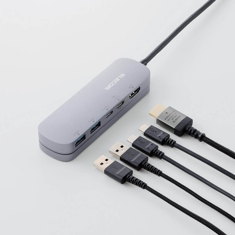 パソコンのUSB Type-Cポートに接続することで複数のUSB機器や外部モニターなどを拡張可能