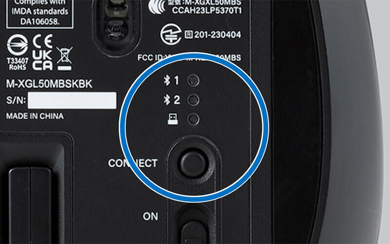 Bluetooth(2台)と無線2.4GHz(1台)の接続先の切り替えはワンボタンで可能