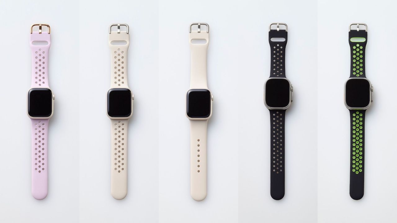汗や水に強く装着感が良い、シリコン製のApple Watch用バンド