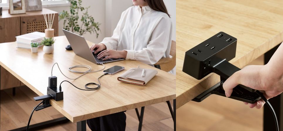 いろんな場所に、はさむだけ！SNSで話題のクリップタップにUSB付きモデルが新登場！