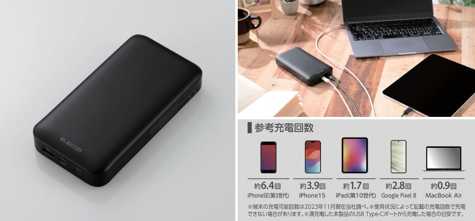 これ1台で充電切れの心配が不要に！複数ポートでパソコンおよびスマートフォンなどへ同時に高速充電が可能な20,000mAhモバイルバッテリーを新発売