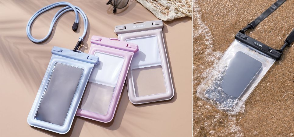 海水浴やプールでの防水対策に最適！スマートフォンをケースに入れたまま操作や撮影ができる6タイプのスマートフォン用IPX8防水ケースを発売