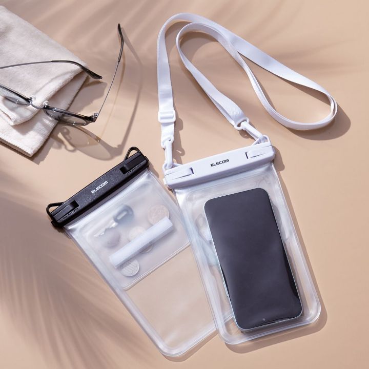 貴重品を分けて収納できる大小2つのポケット付き！スマートフォン用IPX8防水ケース「2ポケットタイプ」