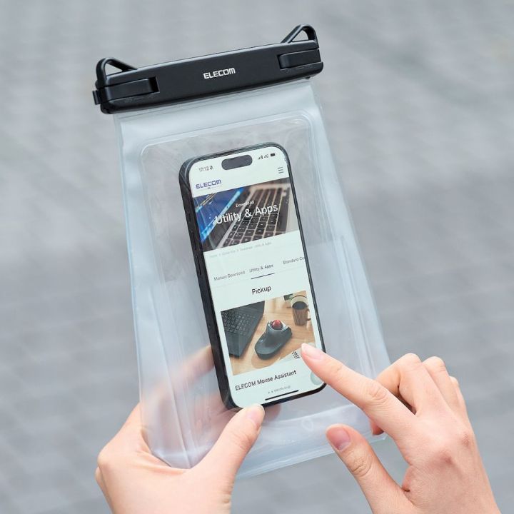 内ポケットとマチが付いた大容量設計！スマートフォン用IPX8防水ケース「マチ付きタイプ」