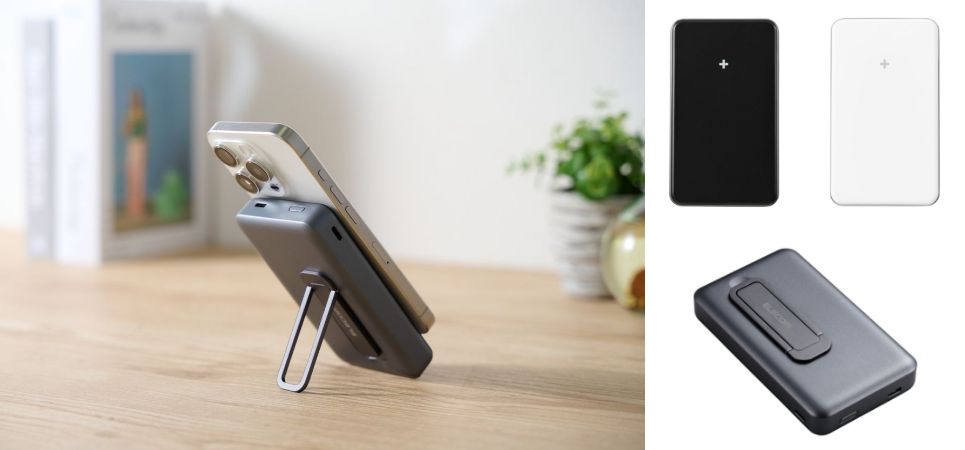 マグネットでピタッと簡単充電！折りたたみスタンド付きでMagSafe対応のワイヤレス充電モバイルバッテリーを発売