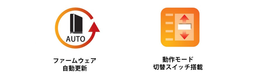 ファームウェア自動更新・動作モード切替スイッチ搭載