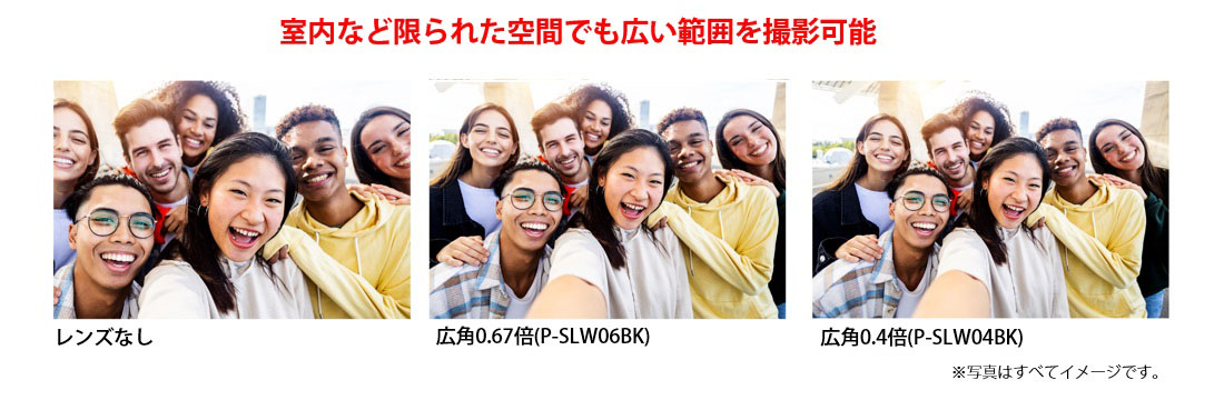室内など限られた空間でも広い範囲を撮影可能