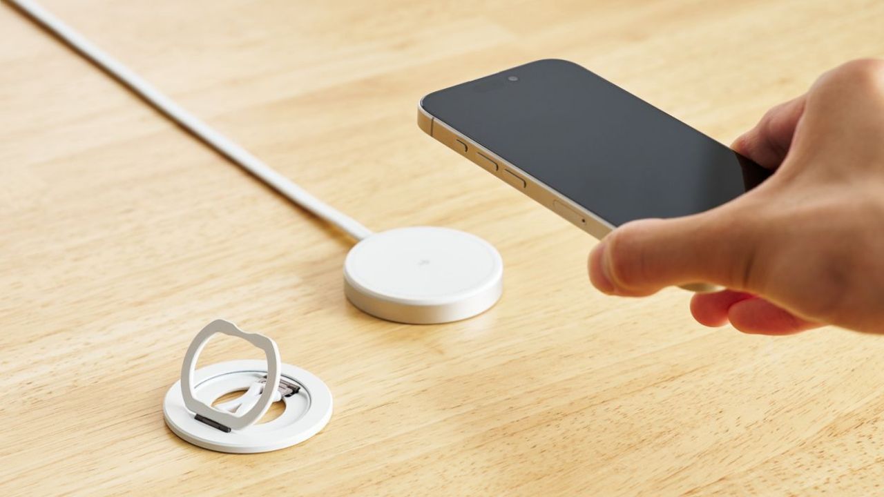 薄型設計でワイヤレス充電や電子決済に素早く対応できるMagSafe対応MAGKEEPスマホリング・スリムタイプ