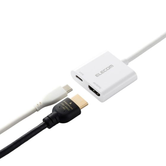 充電しながらスマートフォンやパソコンなどの映像をディスプレイに出力できるUSB Type-C(USB-C) - HDMI変換アダプター