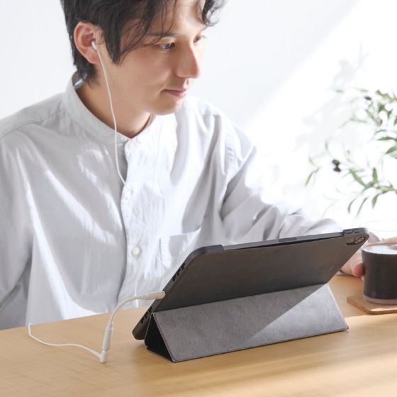 φ3.5mmステレオミニジャックのない機器でも音楽・動画を視聴が可能！ハイレゾ対応音声変換ケーブル・シリコンメッシュタイプ