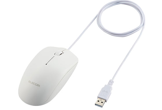 USB-A・USB Type-C(USB-C)ポート対応 電池交換や充電が不要な、有線モデルの3ボタンマウス