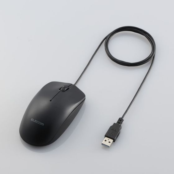 USB-A・USB Type-Cポート対応 電池交換や充電が不要な、有線モデルの3ボタンマウス