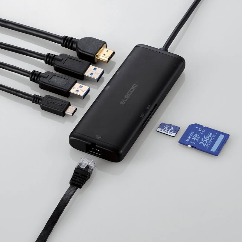 USB機器や外部モニターに加え、有線LANやSDカードなどを接続できる7ポートモデル