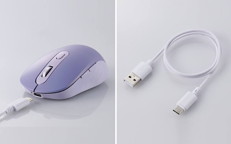 付属のUSBケーブルを使ってマウスの充電が可能