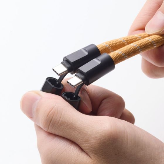 肩が痛くなりにくい直径8mmの丸ひもを採用!2in1仕様の充電ケーブルショルダーストラップ
