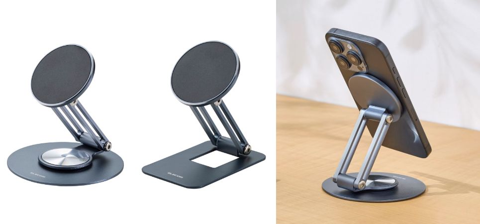 どの位置からでもスマートフォンが見やすい!360度角度調整可能なマグネットスマートフォンスタンド2タイプを新発売