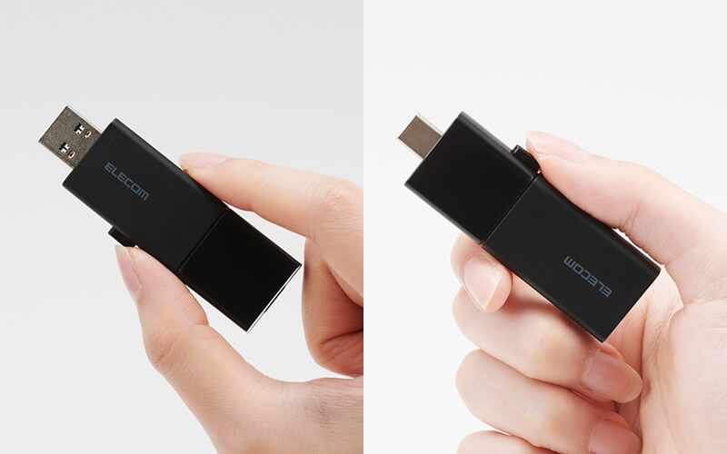 スライドさせることで、USB-Aコネクター、USB Type-Cコネクターを切り替えて使用可能