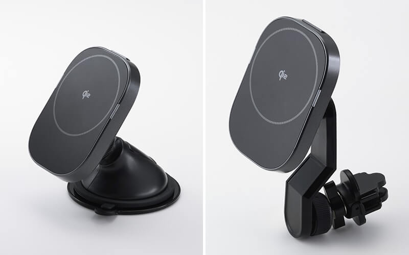 左：吸盤タイプ製品画像(W-QC12BK)右：クリップタイプ製品画像(W-QC13BK)