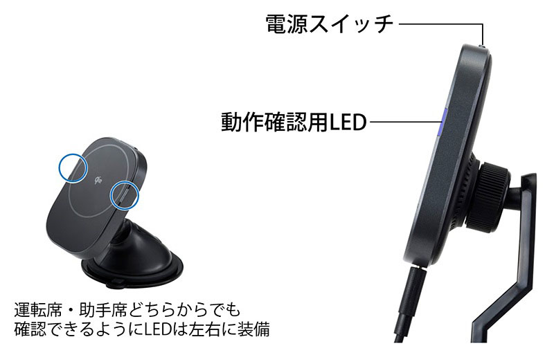 電源スイッチと動作確認用LEDを装備