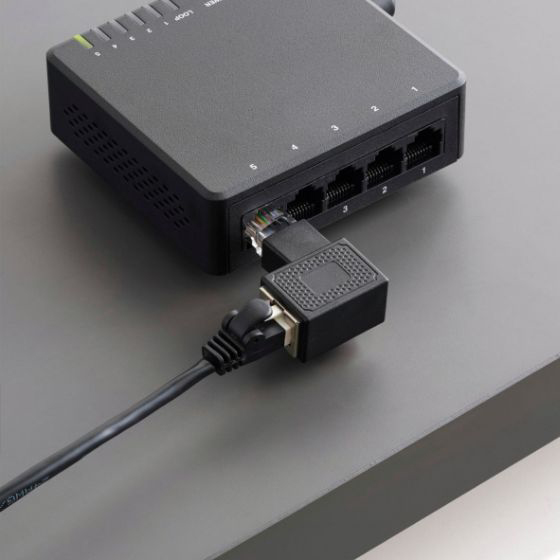 LANポートの向きを変換できる!RJ45 L字変換コネクター(Cat5e)
