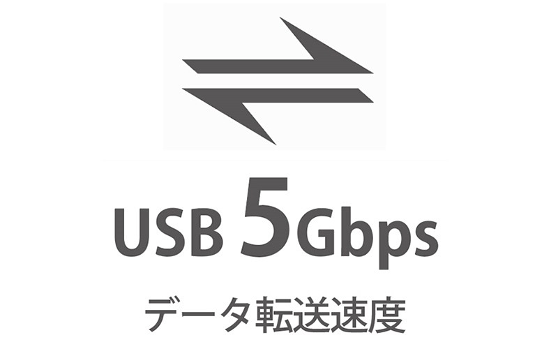 USB 5Gbpsの高速データ通信に対応
