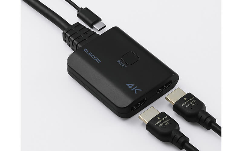 HDMI信号を2分配、安定した動作を実現するUSB電源入力ポートも装備