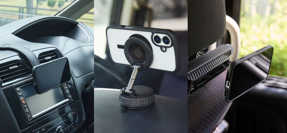 N52超強力ネオジム磁石でスマートフォンを強力固定!車内のスマートフォン操作を快適にするMagsafe対応 車載スマートフォンホルダー 3製品を新発売