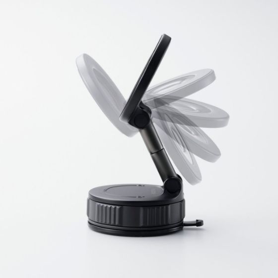 ダイヤル操作で真空密着!浅いシボ面でも強力に吸着する 車載スマートフォンホルダー(吸盤タイプ)