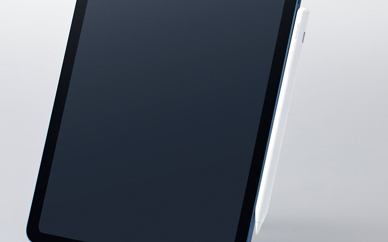iPadの側面に磁気吸着することで、ワイヤレス充電が可能