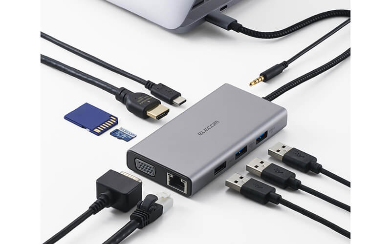 10ポートを搭載し、USB機器、外部ディスプレイをはじめとする、さまざまな機器を接続可能