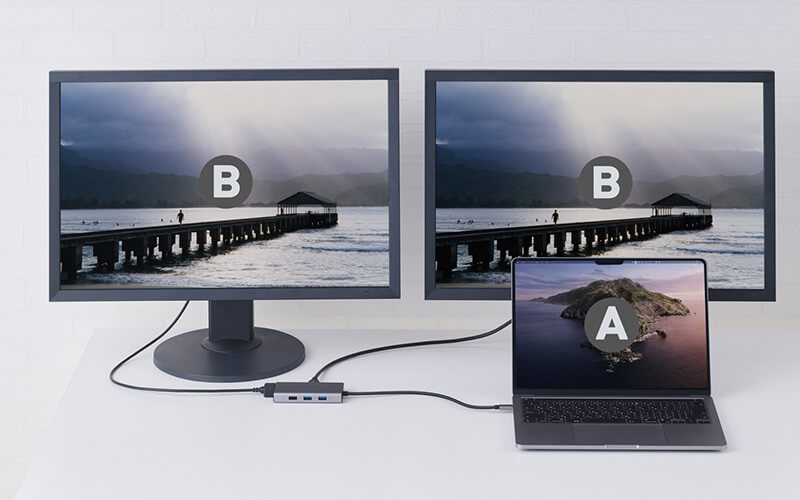 画面拡張モード(マルチディスプレイ)パソコンの画面領域を外部ディスプレイに拡張可能