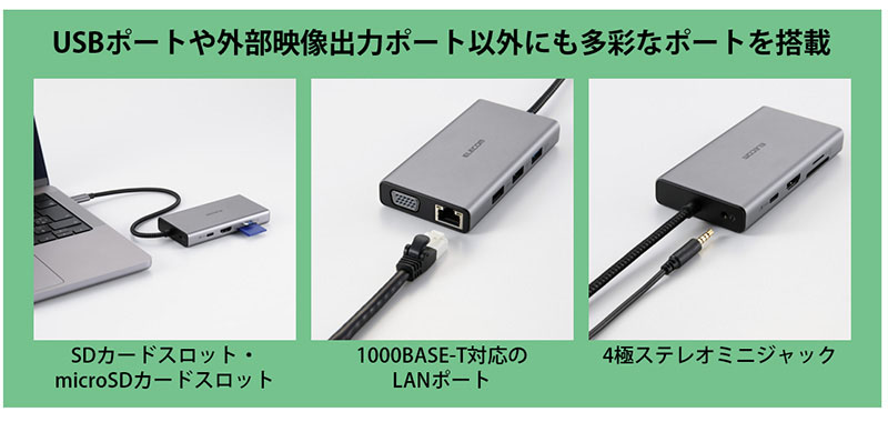 USBポートや外部映像出力ポート以外にも多彩なポートを搭載