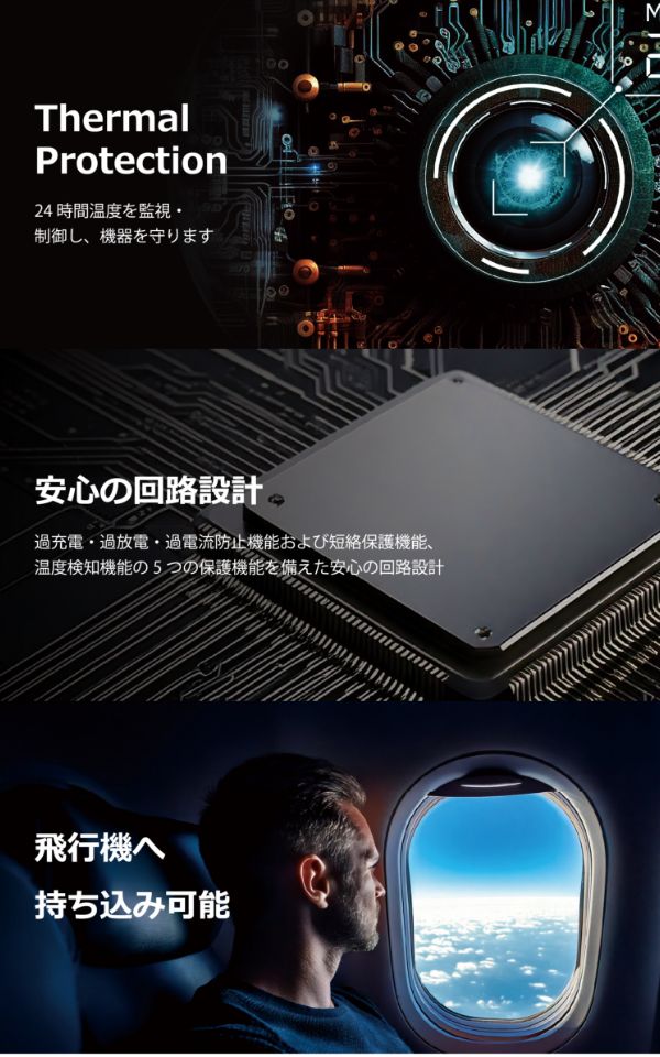 LEDパネルでバッテリー残量を1%単位で確認可能!充実した充電機能搭載