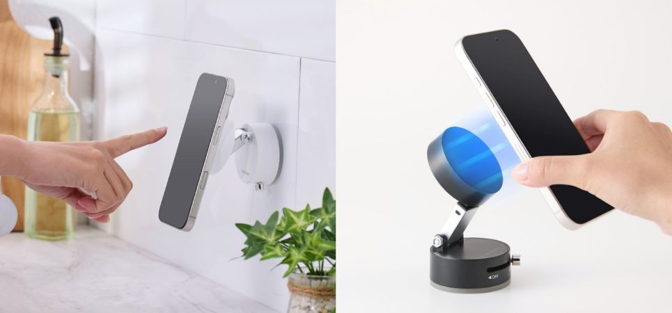 壁や机にワンタッチで真空吸着!マグネットで快適なスマホ操作を叶える吸盤式スマホスタンドを新発売