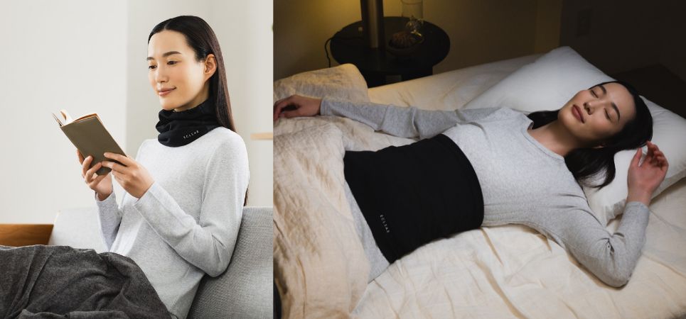 デジタル社会で疲れた身体を、包み込むように温める!肌ざわりのよい綿素材を使用したECLEAR リカバリーネックハグ、おなかハグを新発売