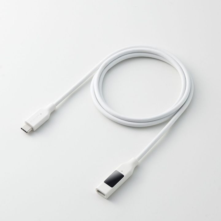 USB Type-C(USB-C)プラグとUSB Type-C(USB-C)ポートを備えた電力ディスプレイ付き延長ケーブル