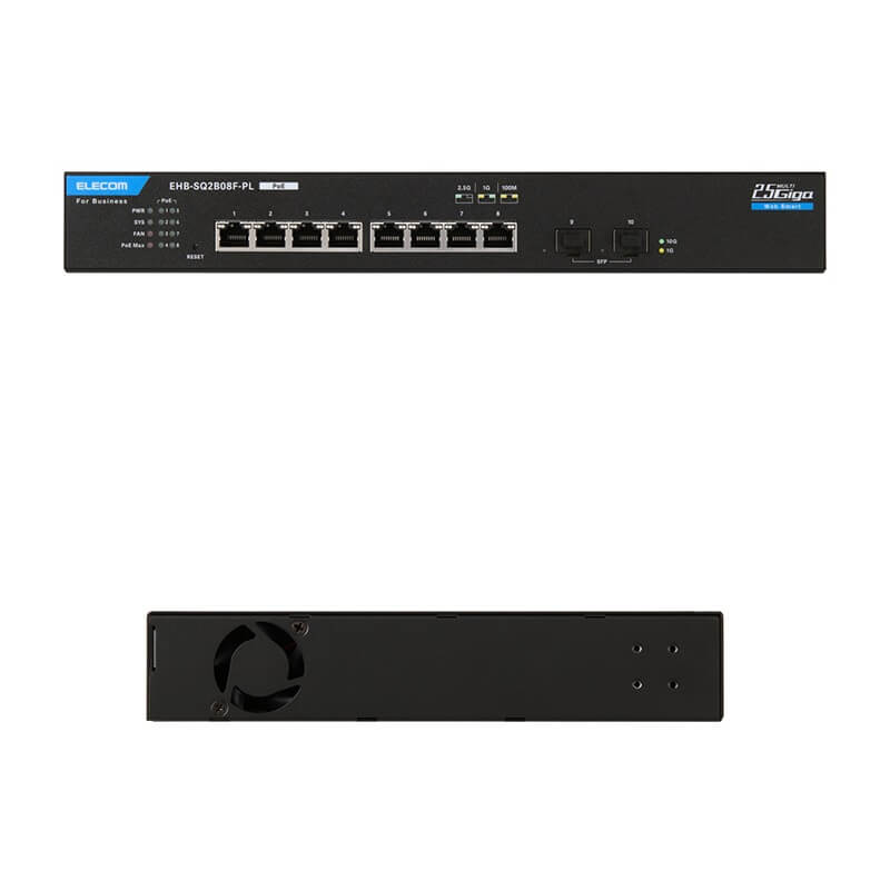 製品前面と左側面の静音ファン