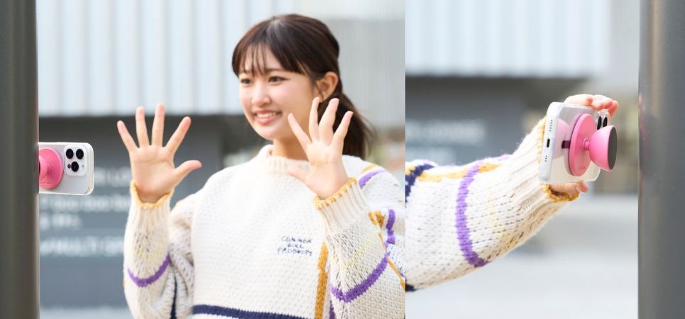 両面マグネットで壁やスマホにピタッ!好きな高さ、好きな角度から動画撮影OK!マグネット式スマホスタンド"モバピタselfie"を新発売