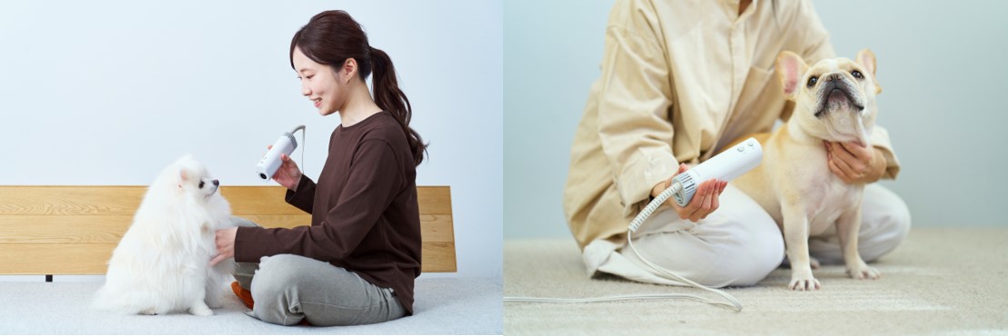 Makuakeで大反響！両手が使えるペット用ドライヤー「HUG AIR」一般発売開始 シャンプー後のドライをストレスフリーに