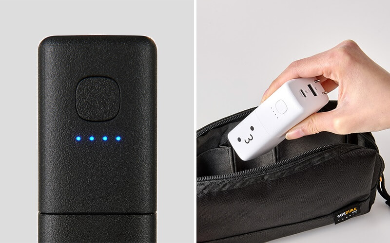 バッテリー残量を4段階で確認可能。コンパクトで持ち運びも便利