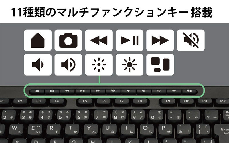 11種類のマルチファンクションキーを搭載