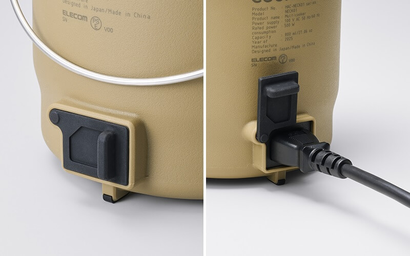 屋外での使用を考慮し、防塵用の電源カバー付き