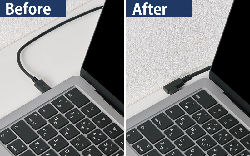 L字コネクターなら狭い場所でも配線しやすい