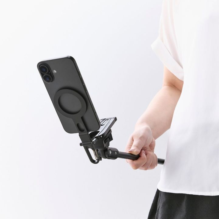 サッと使えて、幅広い場所に装着できるカラビナ付き!MAGKEEPシリーズのスマホ三脚