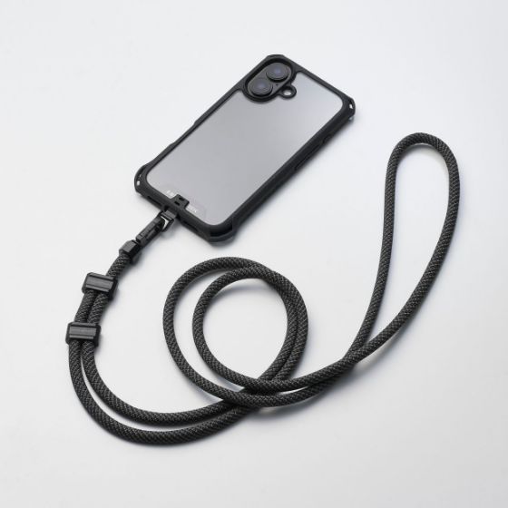 長さをすばやく調節でき、落下・紛失を防ぐ!直径7mmの丸紐を採用したスマホショルダーストラップとハンドストラップ