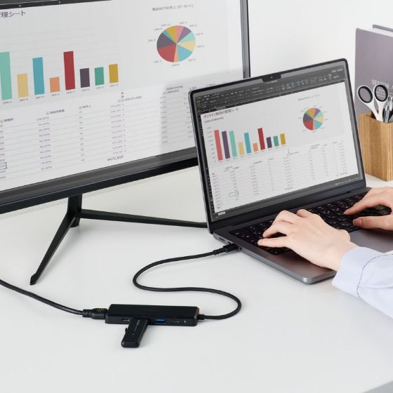 USB機器・HDMI&reg;・充電器をこの1台にまとめて接続できる!5ポート搭載のドッキングステーション(マグネット付き/5Gbps/4K60Hz)
