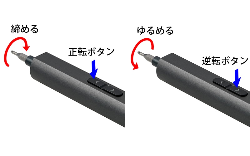 正転/逆転をボタンひとつで操作可能