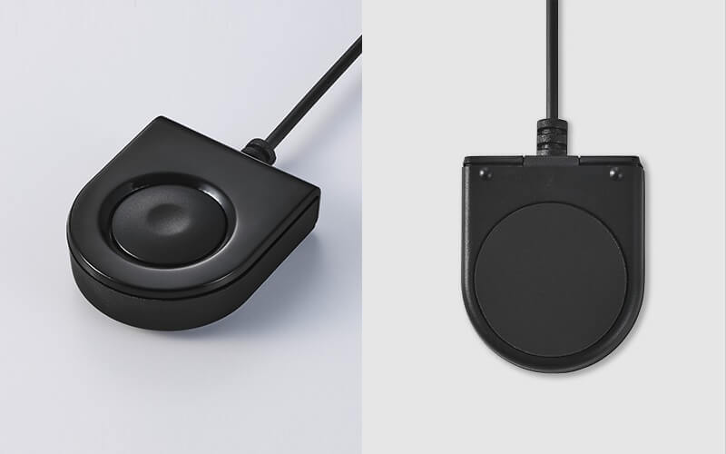 手元で切り替えできるスイッチを装備。裏面にはすべりを抑えるゴム足付き