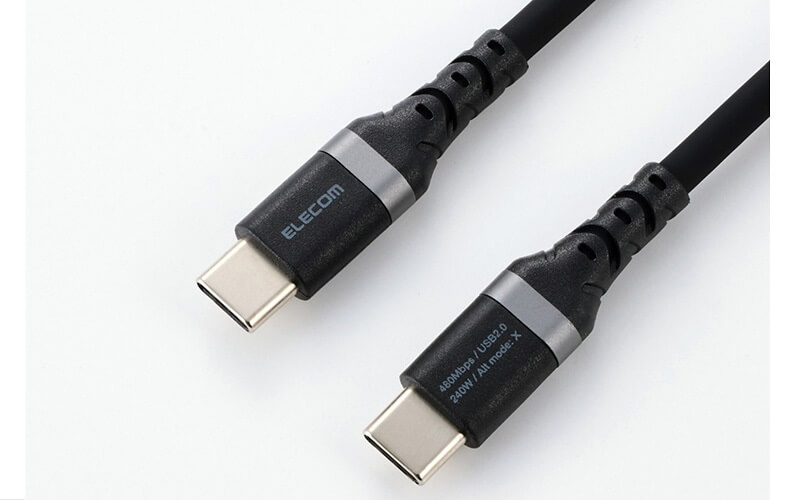 「Certified Hi-Speed USB(USB2.0)」の正規認証品。コネクター部分の印字でケーブルの仕様がひと目でわかる