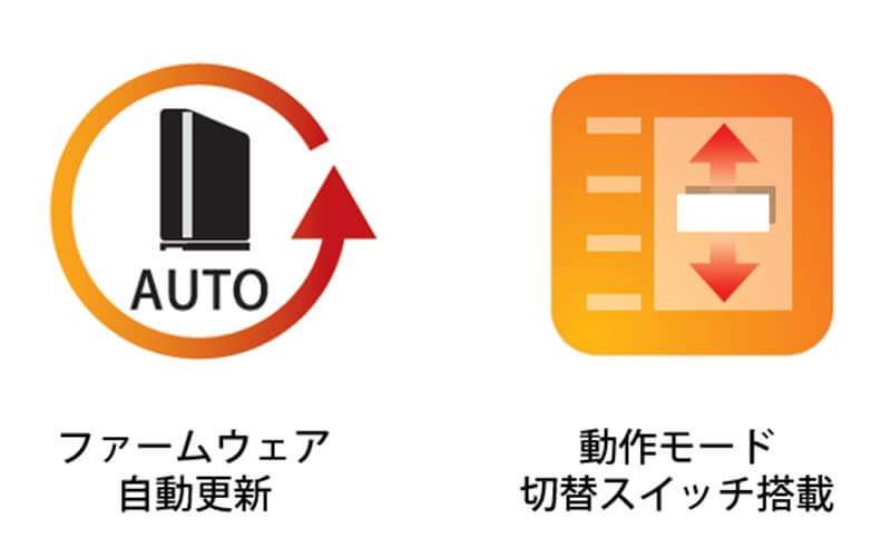 ファームウェア自動更新と動作切替スイッチ搭載
